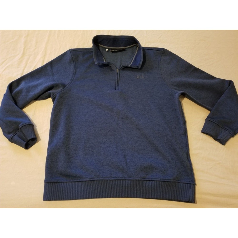 Under Armour Half Zip Sweater L Large Navy Blue Athletic Gym Workout Running